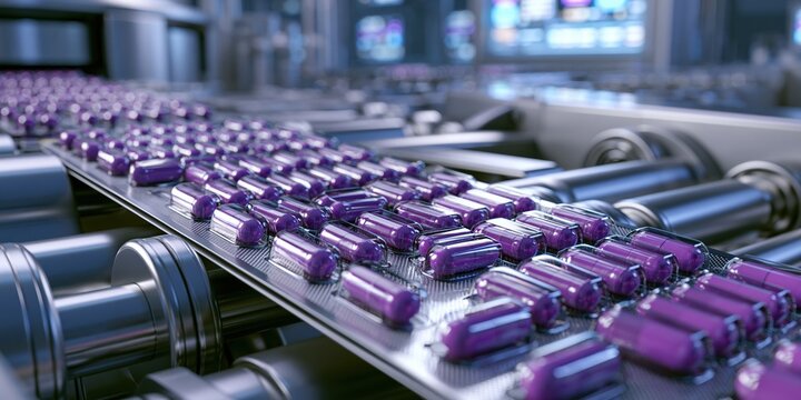 Purple control knobs on industrial audio mixing console