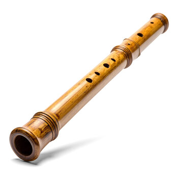 Traditional bamboo flute isolated on transparent background