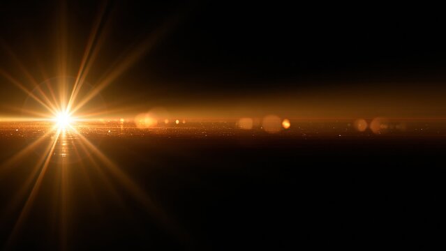 Glowing light beams and bokeh on dark background, futuristic energy