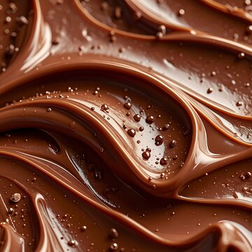 A close-up view of smooth, melted chocolate with swirling patterns (2)