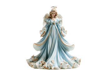 Naklejka premium Vintage decorative angel figurine in blue dress with wings