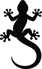 Naklejka premium Black Lizard Silhouette Vector with Curved Tail and Spread Limbs – Minimalist Artwork Symbolizing Agility, Adaptability, and Nature for Logos, Tattoos, Decorative Graphics, and Branding Concepts