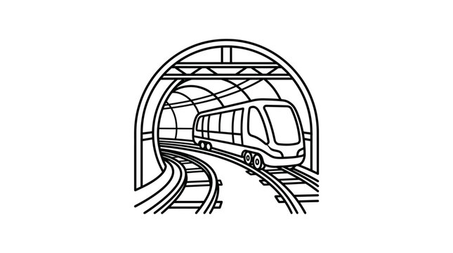 Commuter train inside a subway tunnel icon.