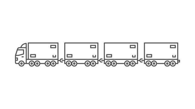 Heavy duty road train with multiple trailers.