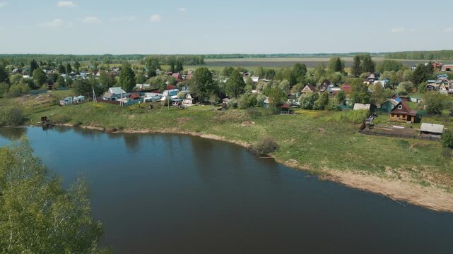Aerial View of Wooden Gazebo and Hammock at Dacha Russia