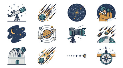 Colorful illustrations of astronomy and space exploration © drx T