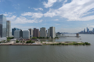 Fototapeta premium Jersey city skyline along hudson river waterfront