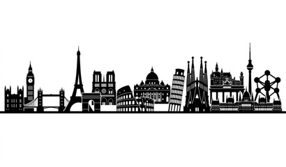 Fototapeta premium The Hague Urban Skyline Panorama Black Silhouette Vector Illustration