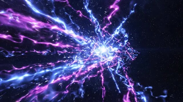 Electricity Strikes Blue Purple Lightning.