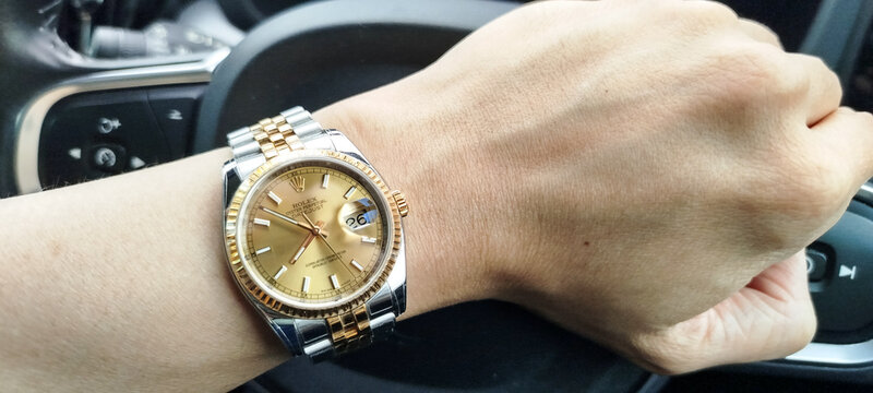 BANGKOK, THAILAND - JUNE 2 : Rolex Datejust model, champagne dial with two tone 18k jubilee strap, classic iconic model, in Bangkok, Thailand, on June 2, 2026.