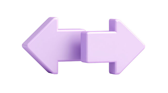 A 3D rendered, light purple, bidirectional arrow icon on a stark black background, emphasizing direction and exchange