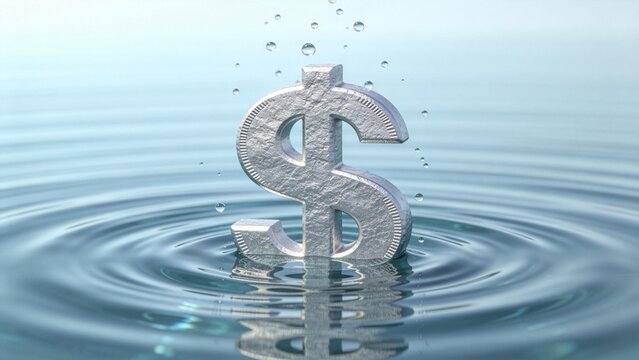 Dollar symbol in water