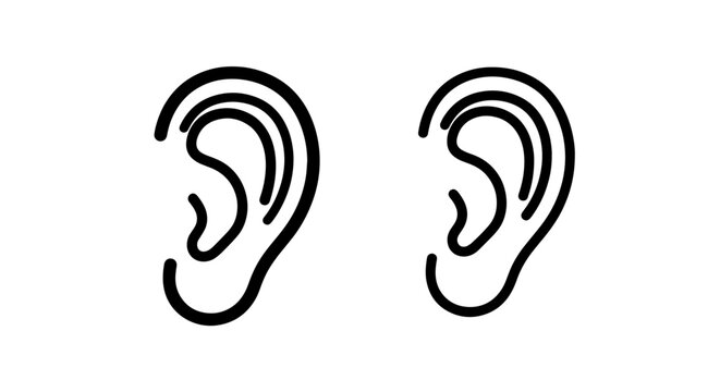 Set of two stylized human ear outline illustrations