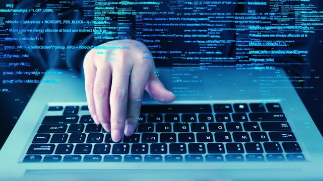 Malware Detection Bypass with Computer Network Hacker Typing on Keyboard to Implant Trojan Horse Virus in 4K Ultra HD footage
