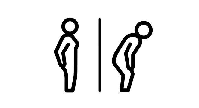 Postural alignment comparison icons standing and stooped