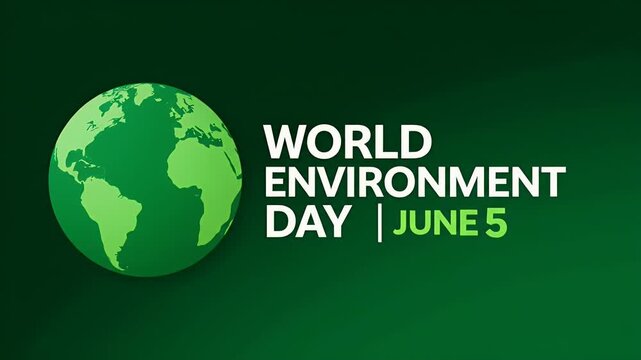 World environment day motion graphic with green planet earth illustration on dark background june 5