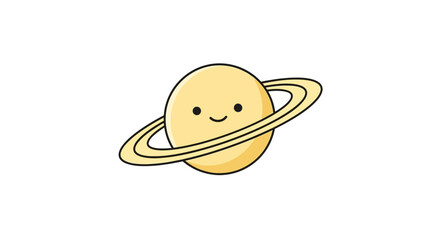 Cute Cartoon Saturn Planet with Smiling Face © Ahmed