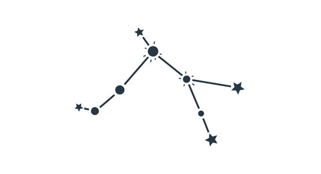 Celestial Constellation Pattern: Stars and Dots on White Background