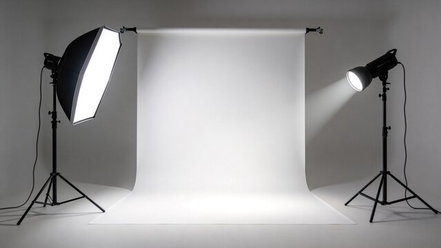 Photography studio setup with lighting equipment