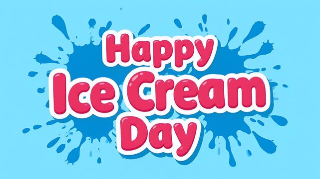 Ice cream day animation with a delicious waffle cone topped with chocolate sauce and a red cherry