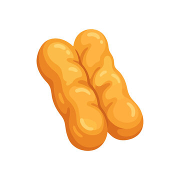 Golden crispy fried dough fritter stick vector illustration