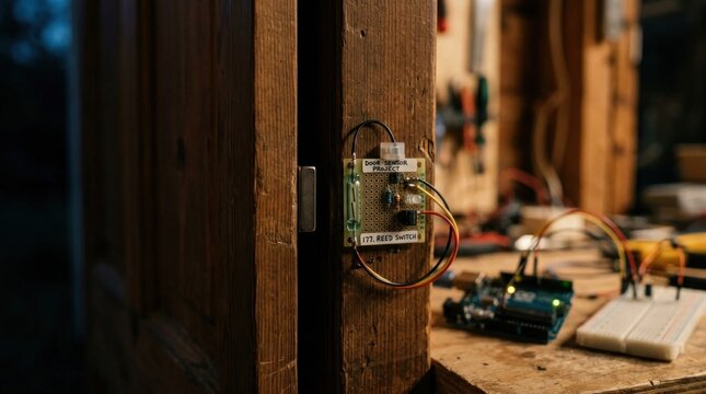 Detailed close-up of electronic components and wiring assembly.