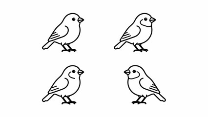 Four Cute Cartoon Sparrows Illustration © ifana