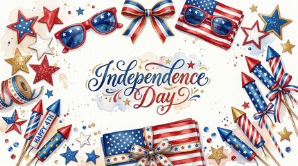 Obraz premium Independence Day Celebration Elements – Patriotic Holiday Graphic
