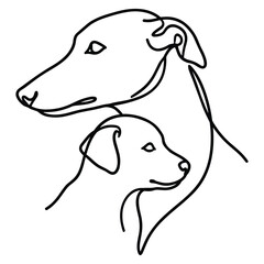 Dog and puppy profile portrait in continuous line style © SIDDIK