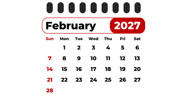 february 2027 calendar page by month 