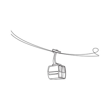 Cable car line drawing on a white background