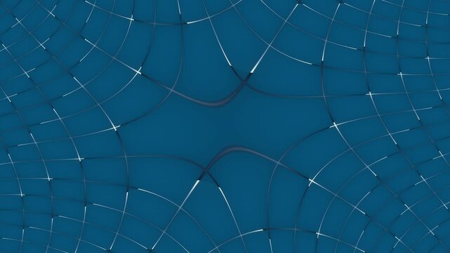 Abstract blue geometric pattern with interconnected lines and nodes.