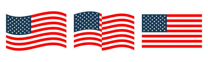 Obraz premium Happy 4th of july Independence day USA abstract wavy flag white background banner