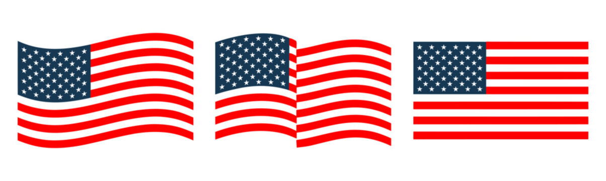 Happy 4th of july Independence day USA abstract wavy flag white background banner