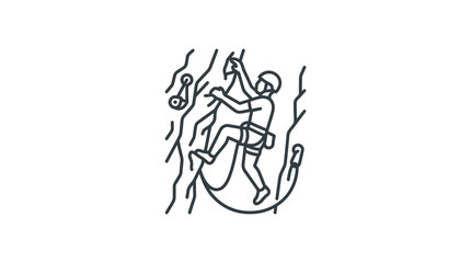 Obraz premium Person climbing natural rock cliff face icon.