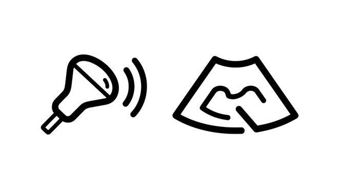 Medical ultrasound probe and sonogram fetal display icons