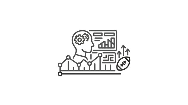Sports strategy and coaching mindset line art icon.