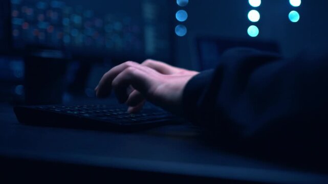VPN Proxy Server Elite Hacker Updating Cyber Security System to Prevent Government Tracking in 4K Ultra HD footage
