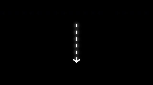 Animated Down Arrow with Moving Dashed Line &ndash; Vertical Direction Indicator Motion Graphic