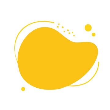 Abstract yellow shape with dots and lines on white background