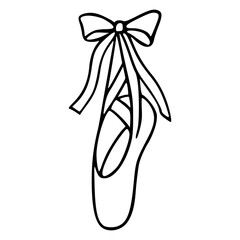cute ballet pointe shoe line art sketch, hand drawn coquette  © Zen20