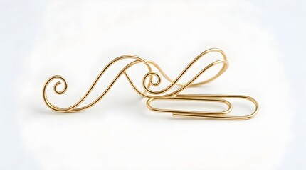 Naklejka premium Decorative golden metal stationery element and a slender clip rest on a neutral surface suggesting creativity and organization in office supplies with a touch of sophisticated charm for business