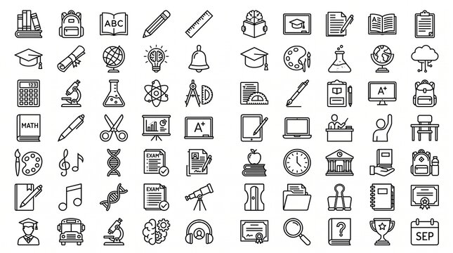 Comprehensive collection of school and education themed hand drawn sketch icons with education sketches learning classroom stationery knowledge academic supplies handwritten university