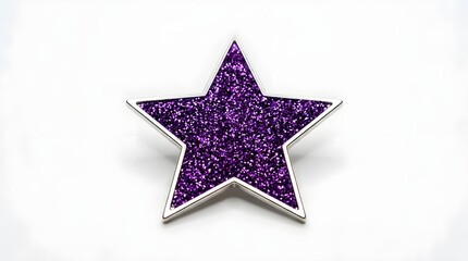 Obraz premium Sparkling Purple Star Symbol Embellishment with Glittery Texture and Metallic Outline on a Light Colored Surface