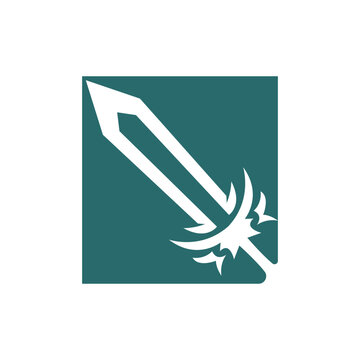 Sword logo template, simple silhouette design and symbol of strength for brands or posters with a minimalist style