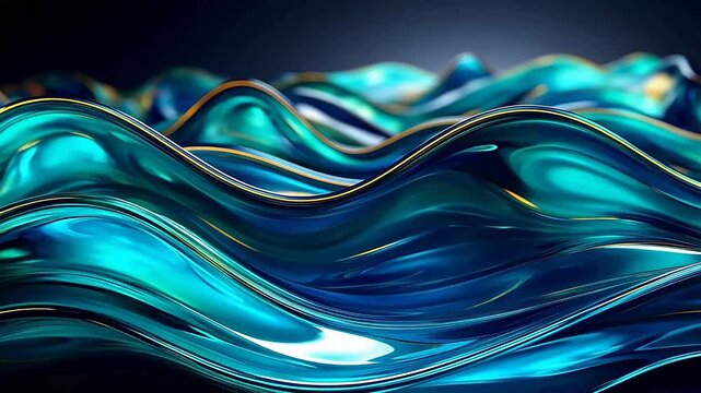 Digital technology blue green 3D geometric gradient abstract background