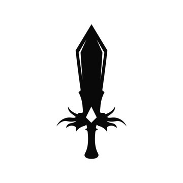 Sword logo template, simple silhouette design and symbol of strength for brands or posters with a minimalist style