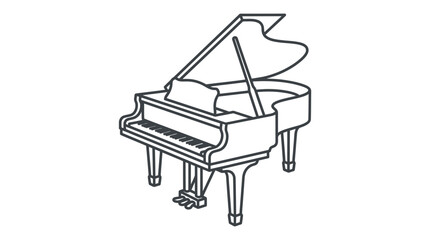 Grand piano line art icon on white background. © nur