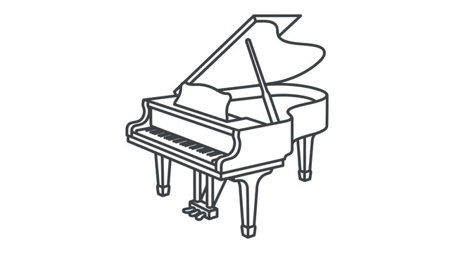 Grand piano line art icon on white background.