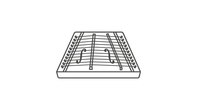 Hammered dulcimer folk musical instrument line icon.